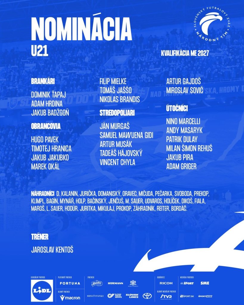 Nominácia trénera Jaroslava Kentoša na zápas proti Kazachtanu. foto: facebook.com/sfzofficial